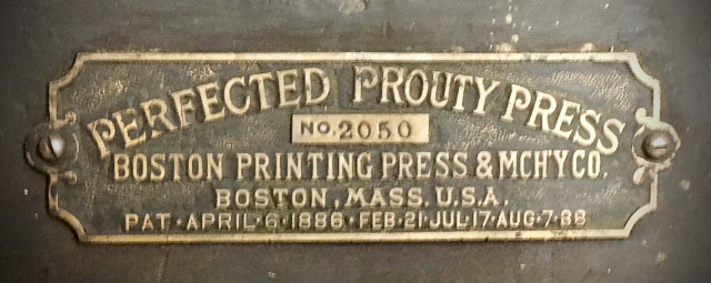 Prouty press nameplate