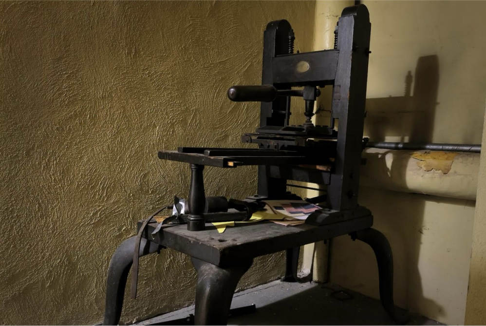 Two hundred year old Franklin printing press